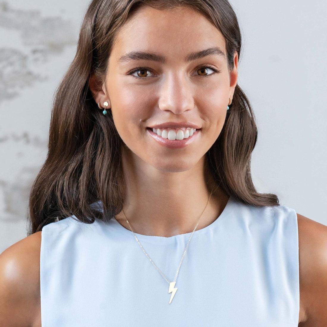 Lightning Bolt Thunderbolt Charm Necklace Set of 2