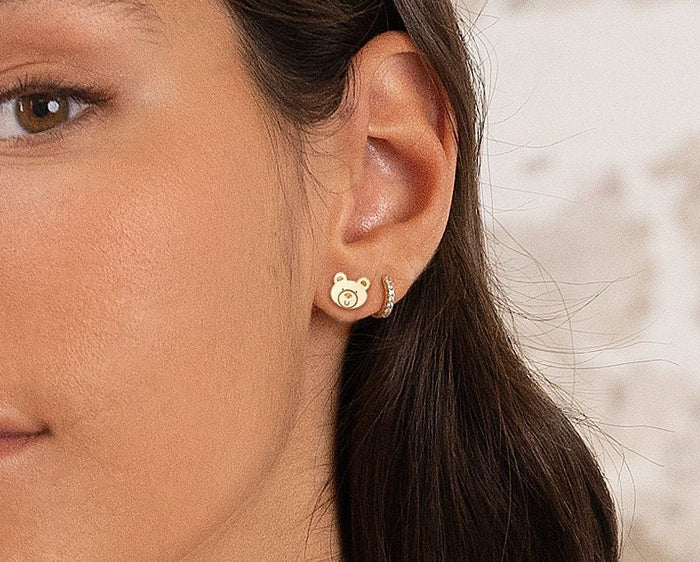 Bear Charm Stud Earrings