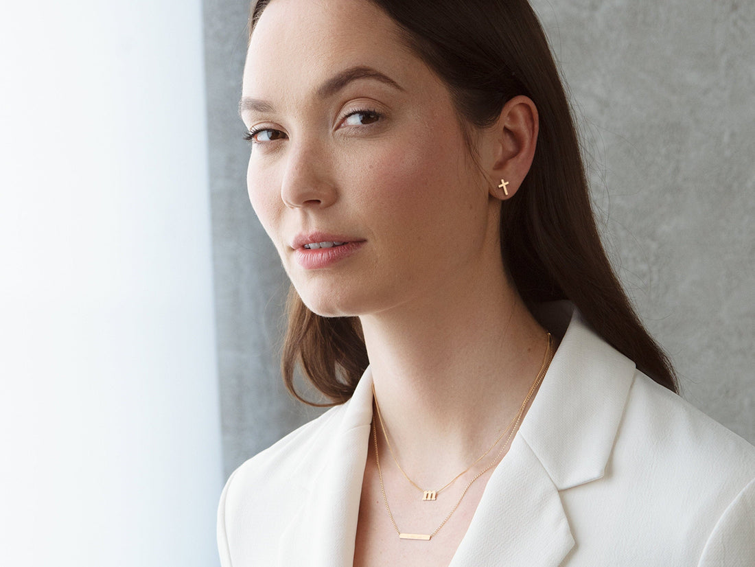 Gold Cross Stud Earrings