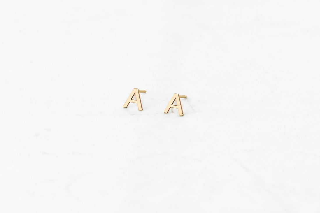 Initial Stud Earrings