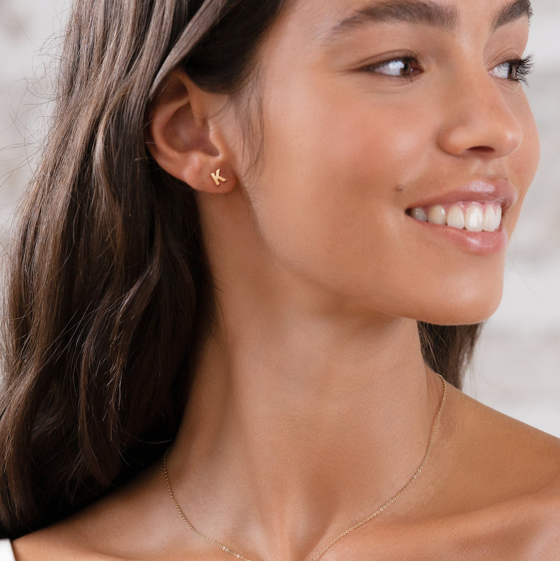 Initial Stud Earrings