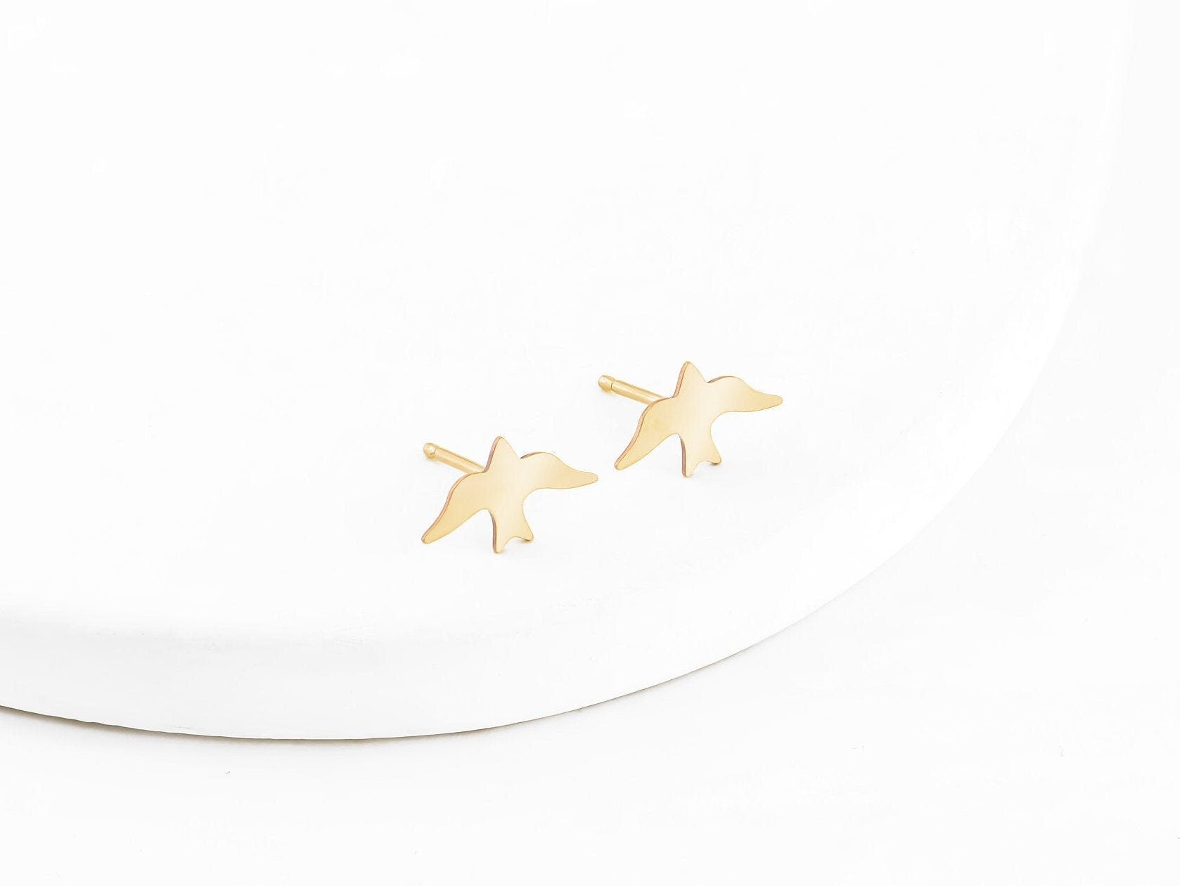 Dove Charm Stud Earrings