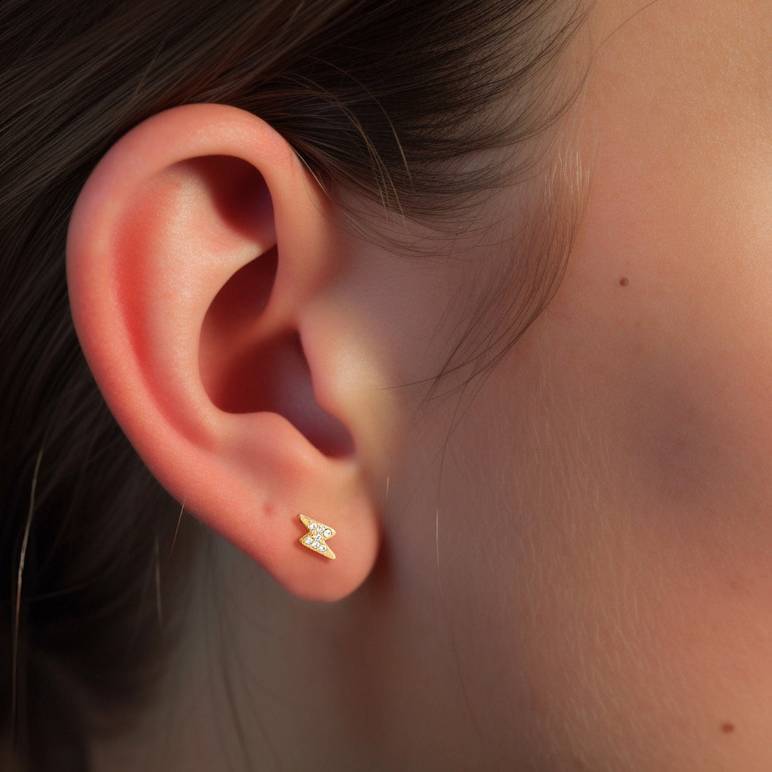 Lightning Bolt Crystal Stud Earrings