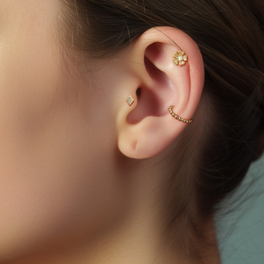 Sakura Flower CZ Stud Earrings