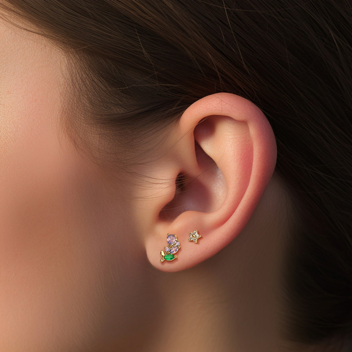 Purple Flower Stud Earrings