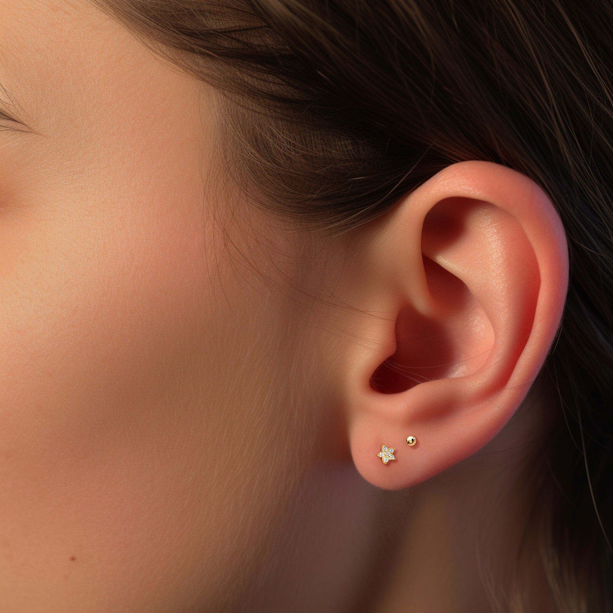 Flat Ball Stud Earrings