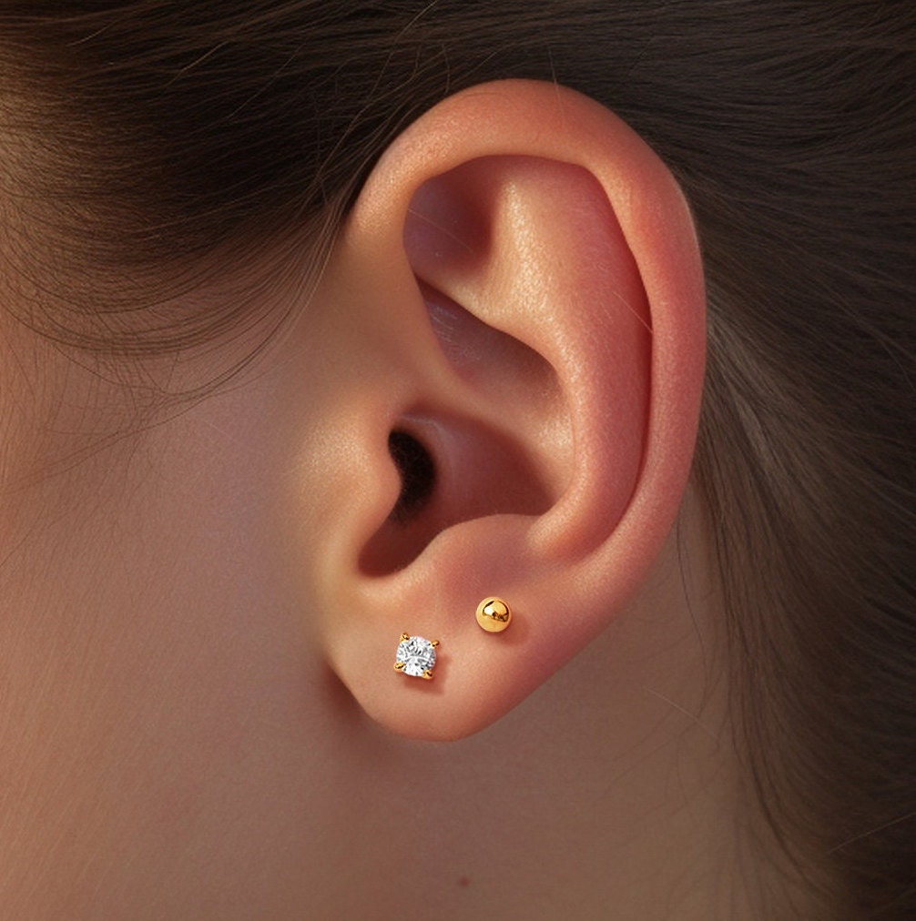 Cz Charm Stud Earrings