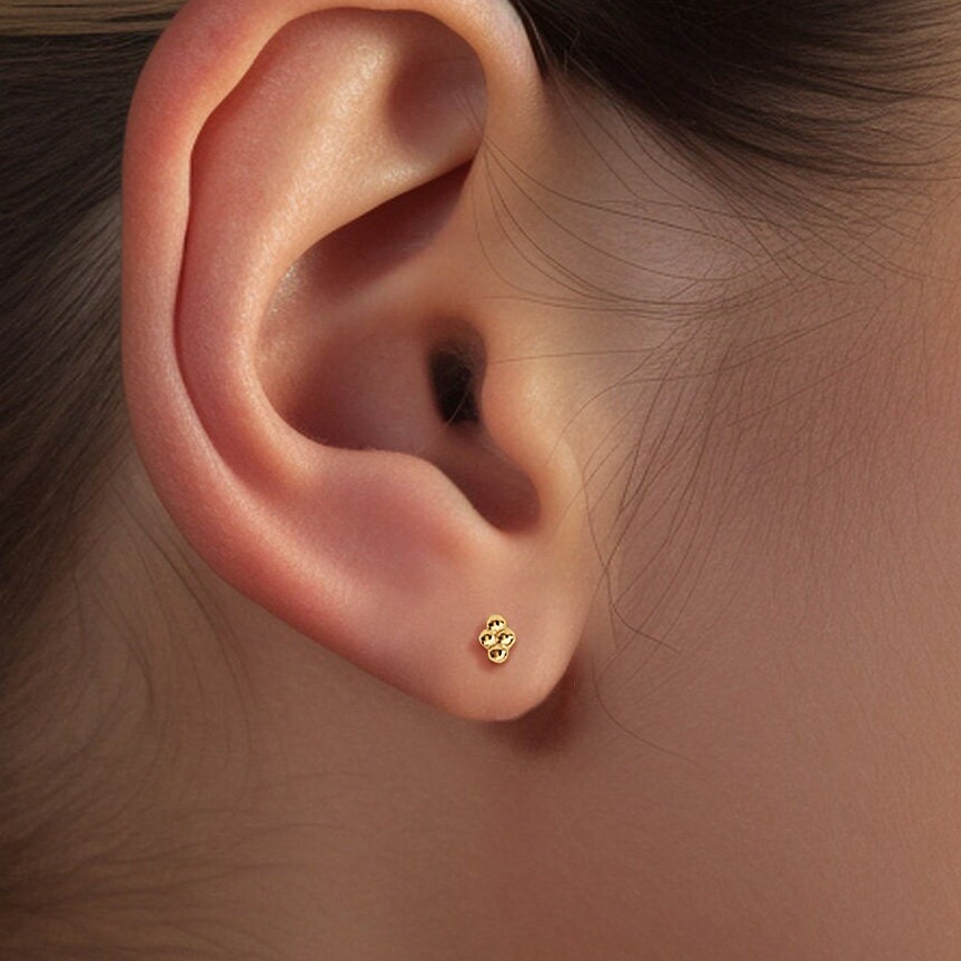 4 Ball Flat Back Charm Stud Earrings