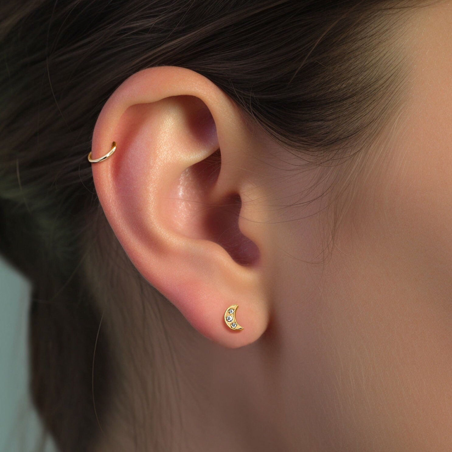 Crescent Moon Stud Earrings