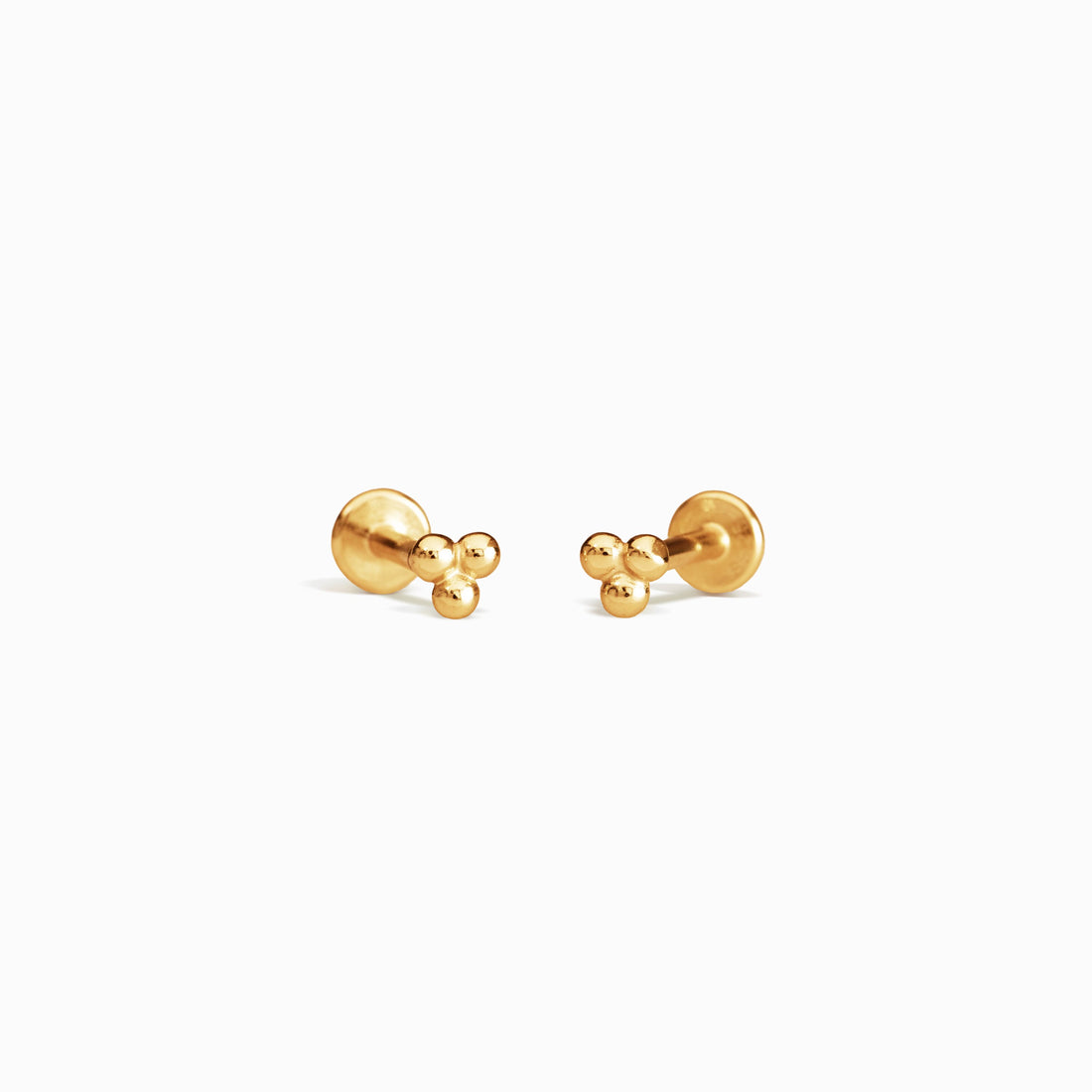 Trio Ball Flat Back Charm Stud Earrings