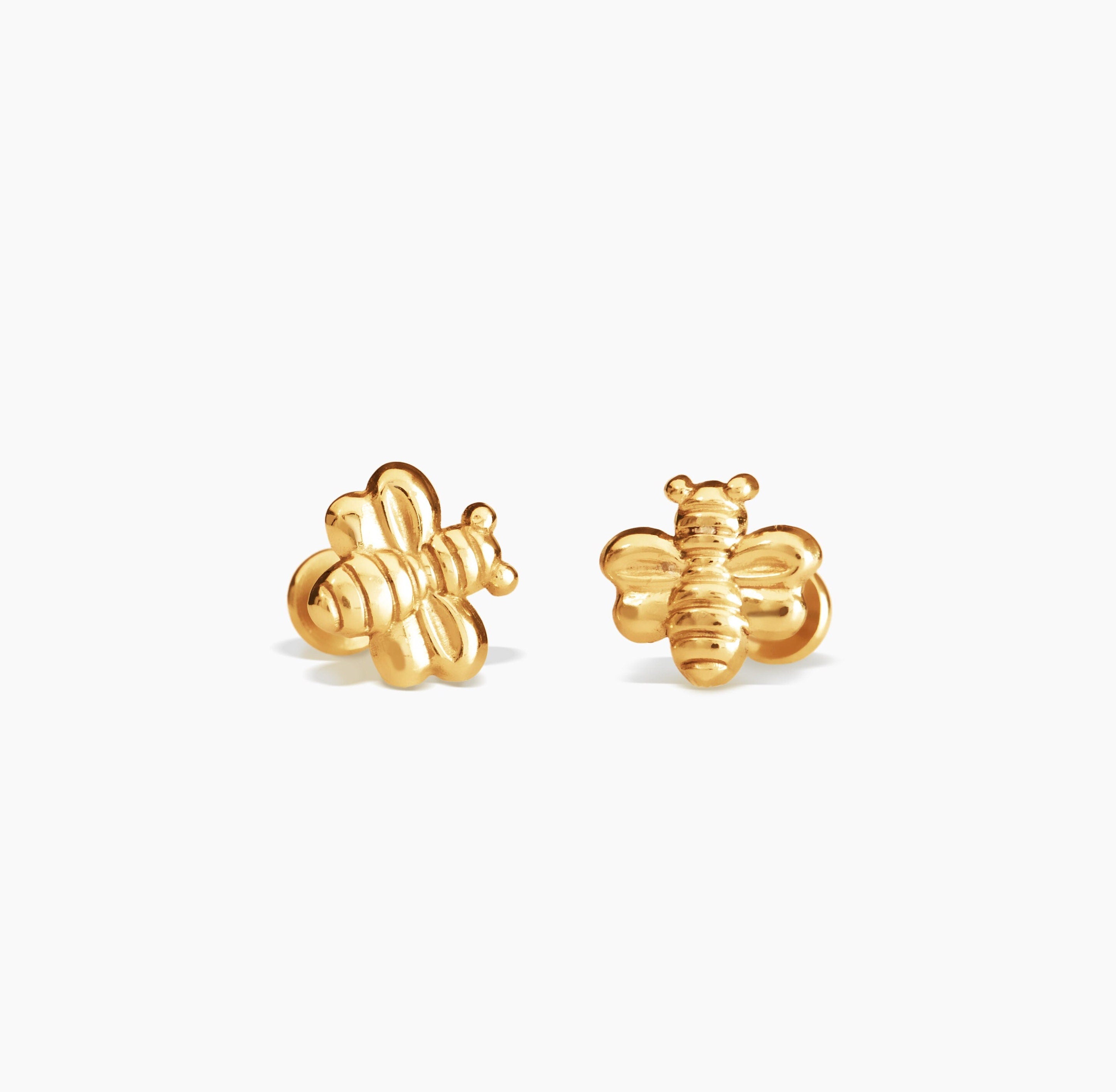 Gold Bee Stud Earrings