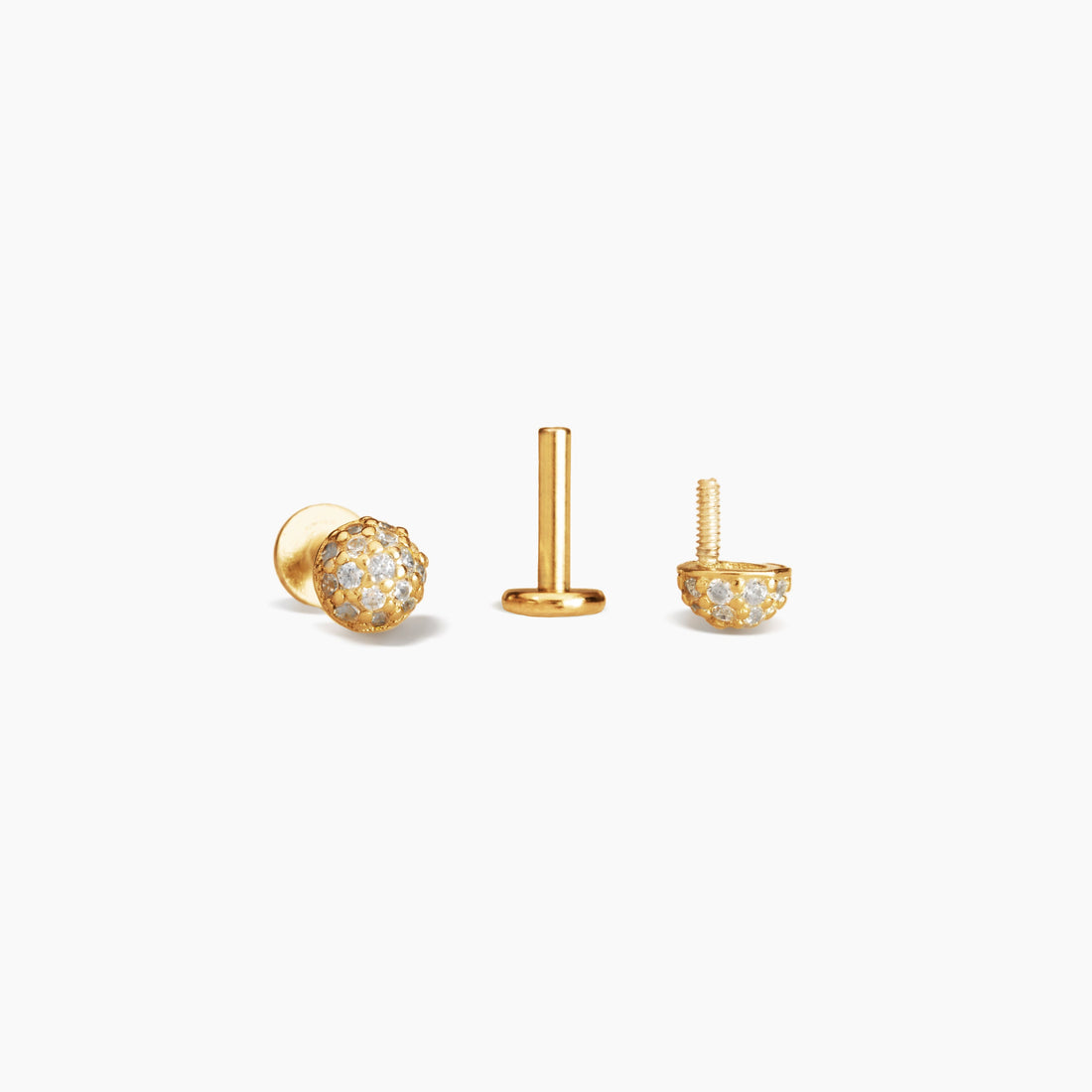 Cz Sphere Charm Stud Earrings