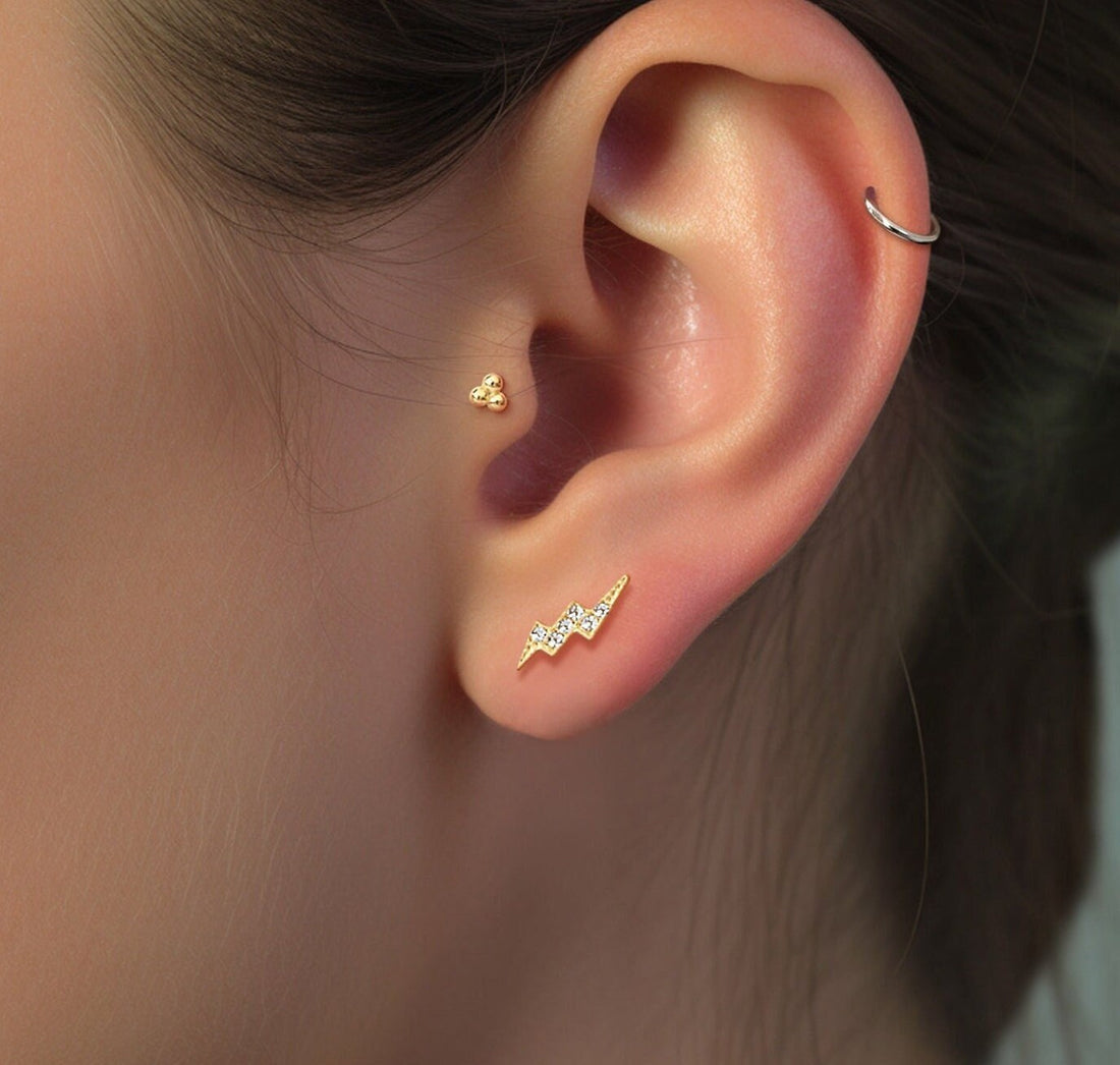 Dainty Lightning Bolt Flat Back Earrings