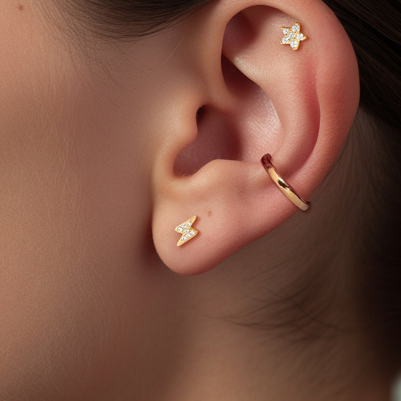 Lightning Bolt Crystal Stud Earrings