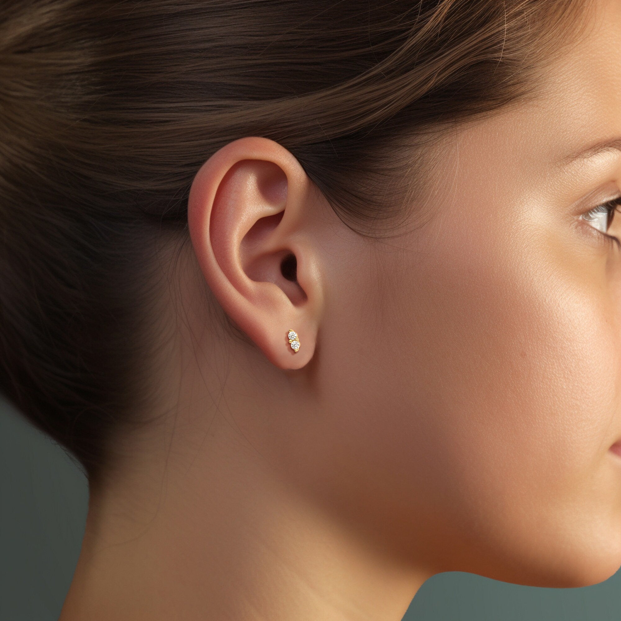 Double CZ Stud Earrings