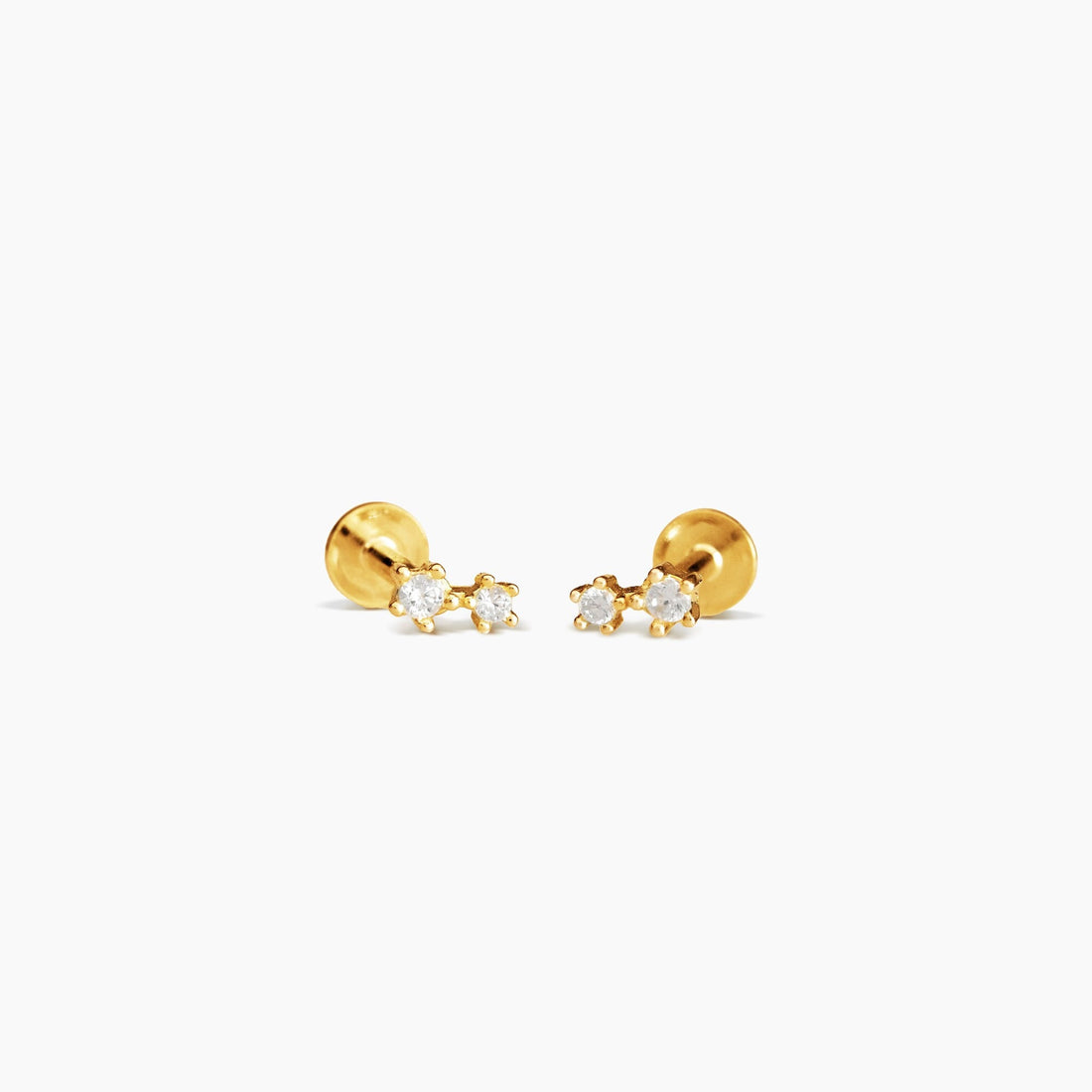 16g Brilliant Double Cartilage Flat Charm Stud Earrings