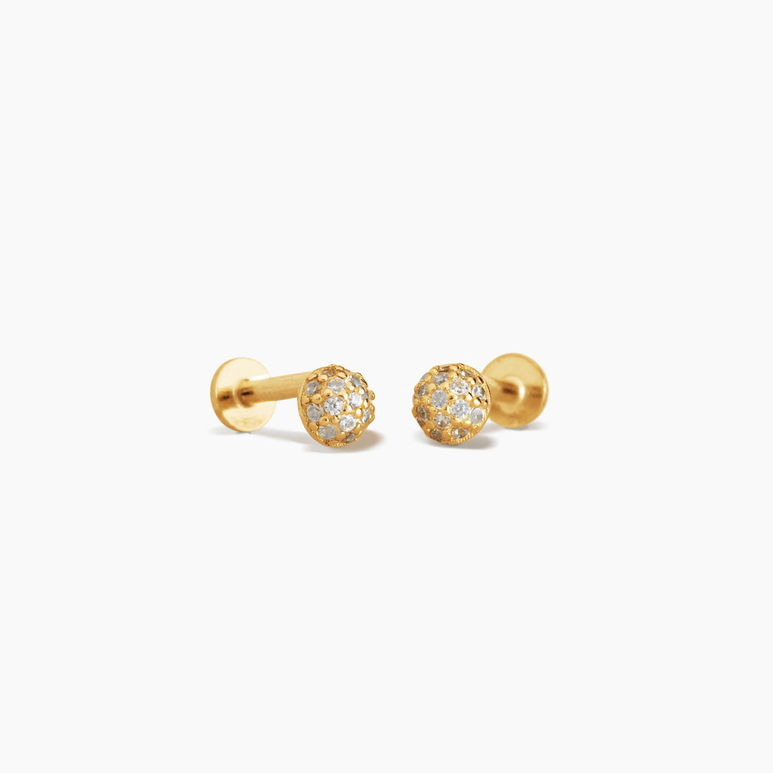 Cz Sphere Charm Stud Earrings