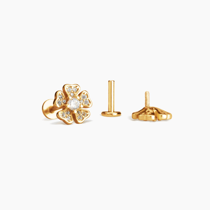 Sakura Flower Cz Charm Stud Earrings