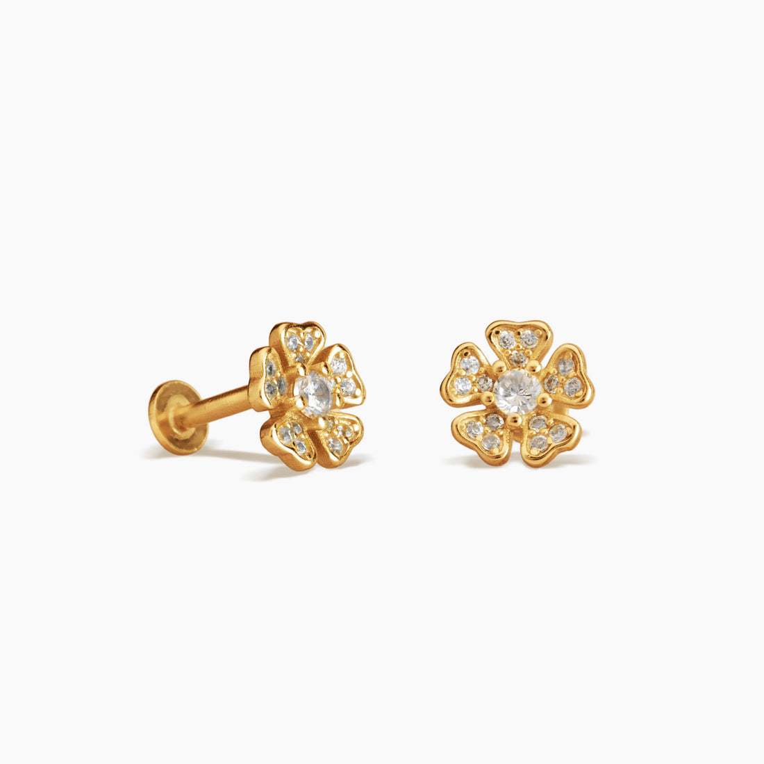 Sakura Flower Cz Charm Stud Earrings