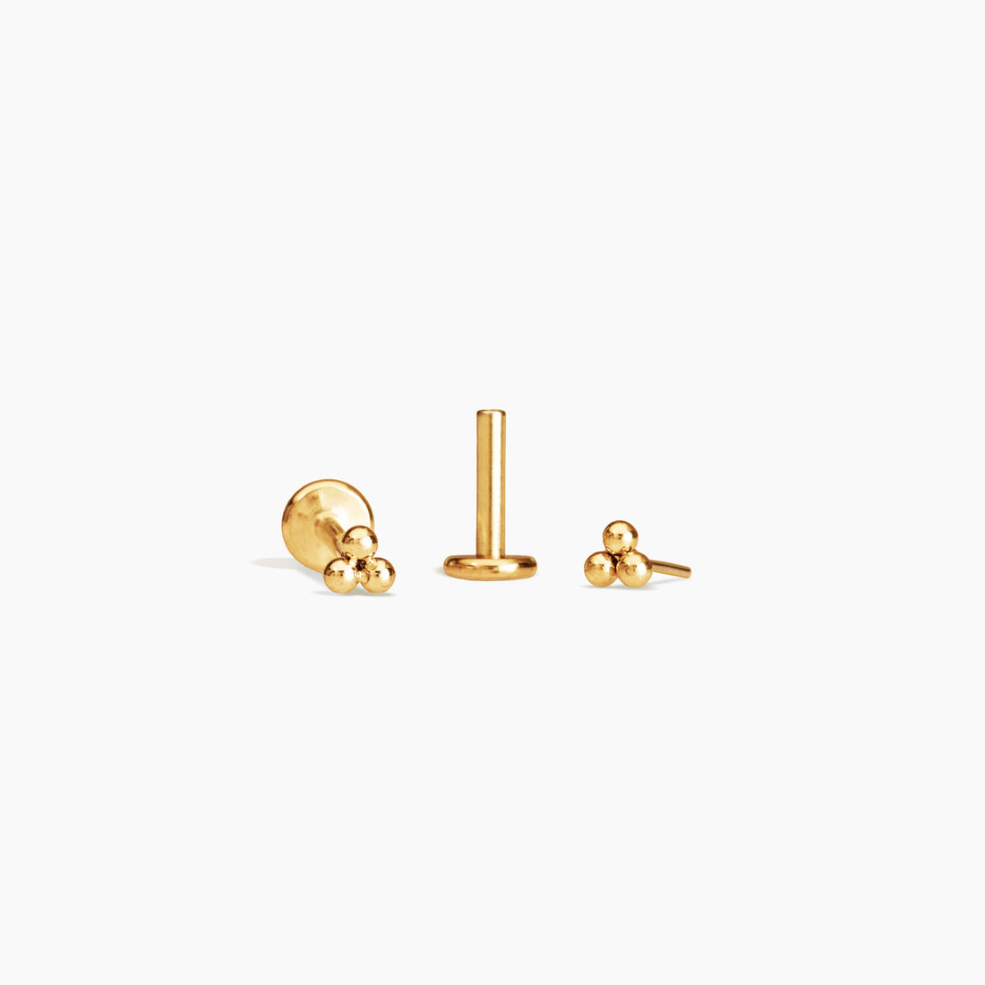 Trio Ball Flat Back Charm Stud Earrings