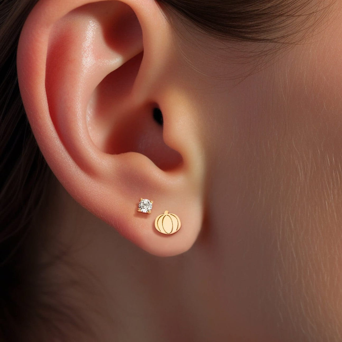 Pumpkin Charm Stud Earrings