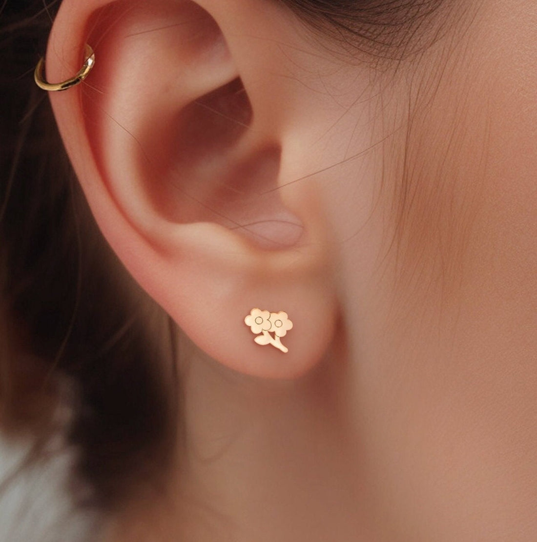 Gold Flower Earring
