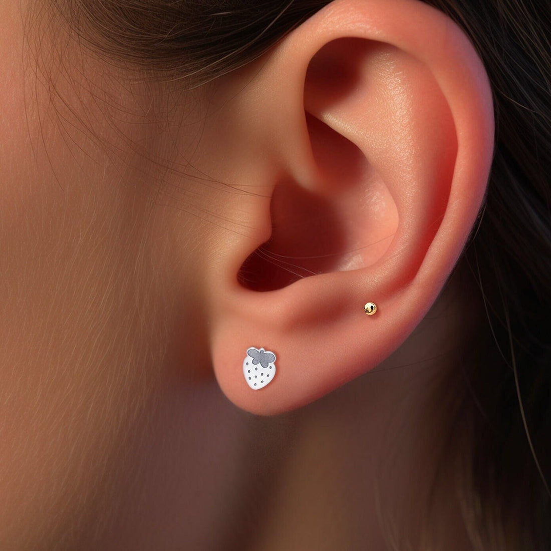 Gold Strawberry Earring
