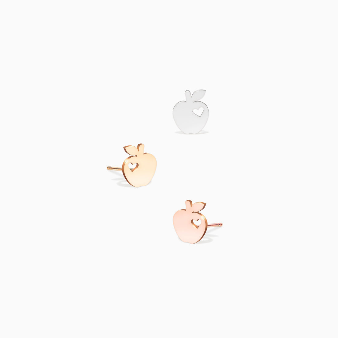 Apple Cutout Heart Stud Earrings