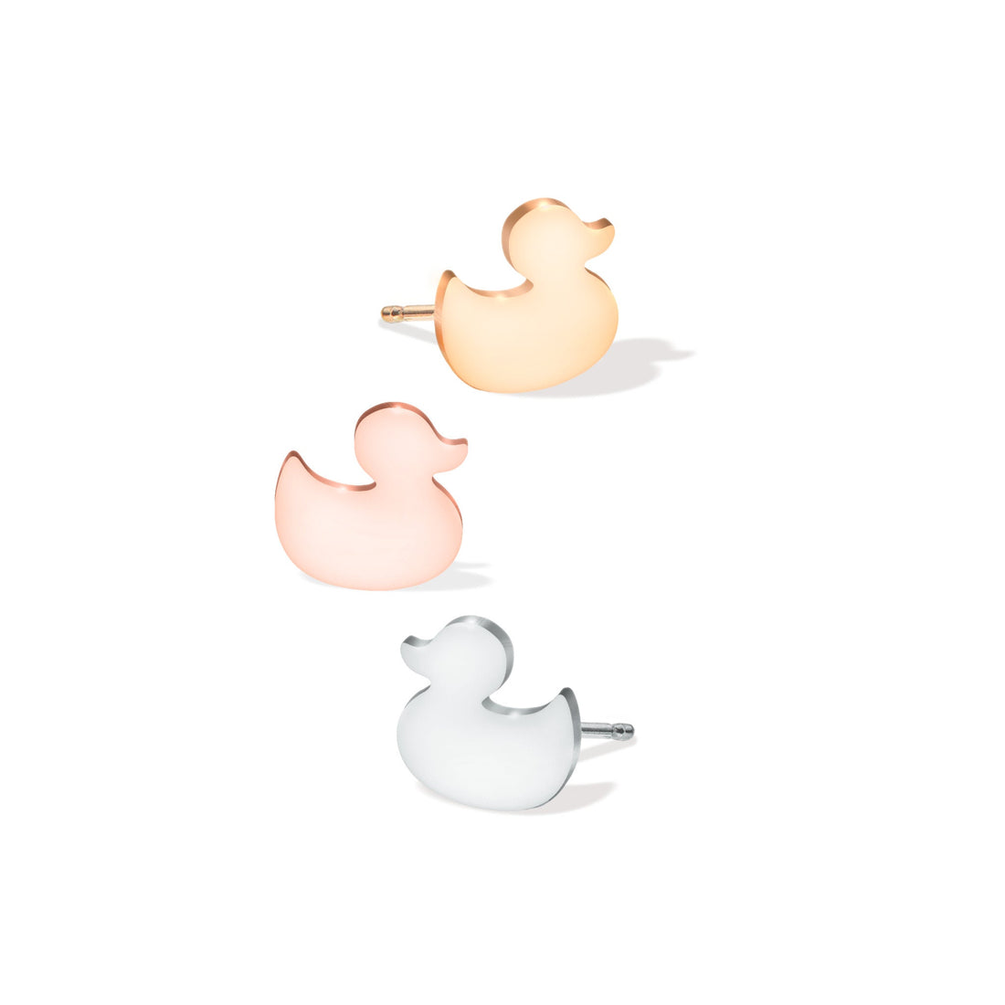 Ducky Rubber Duck Charm Stud Earrings