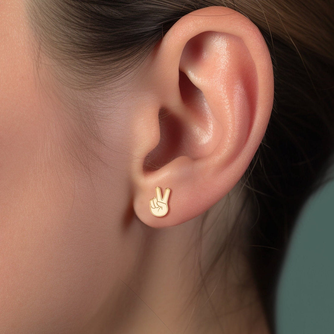 Peace Sign Charm Stud Earrings