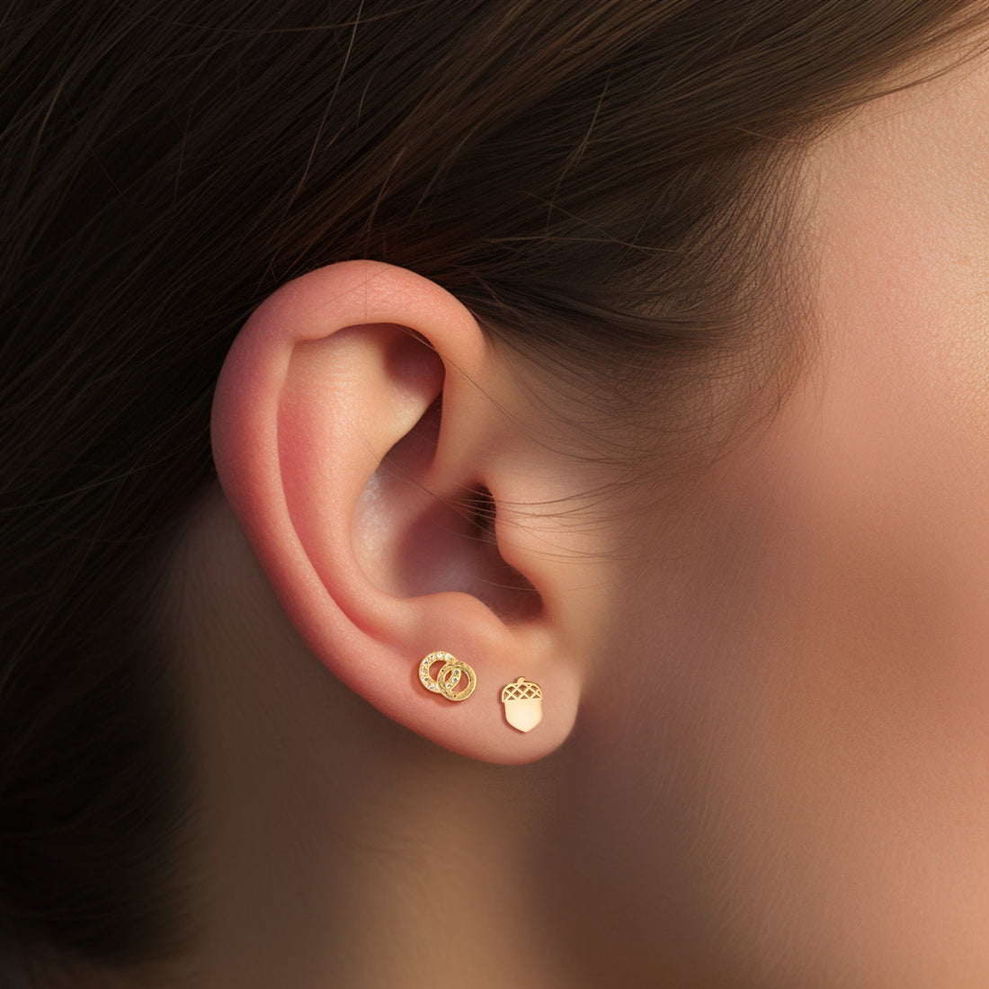 Acorn And Leaf Stud Earrings