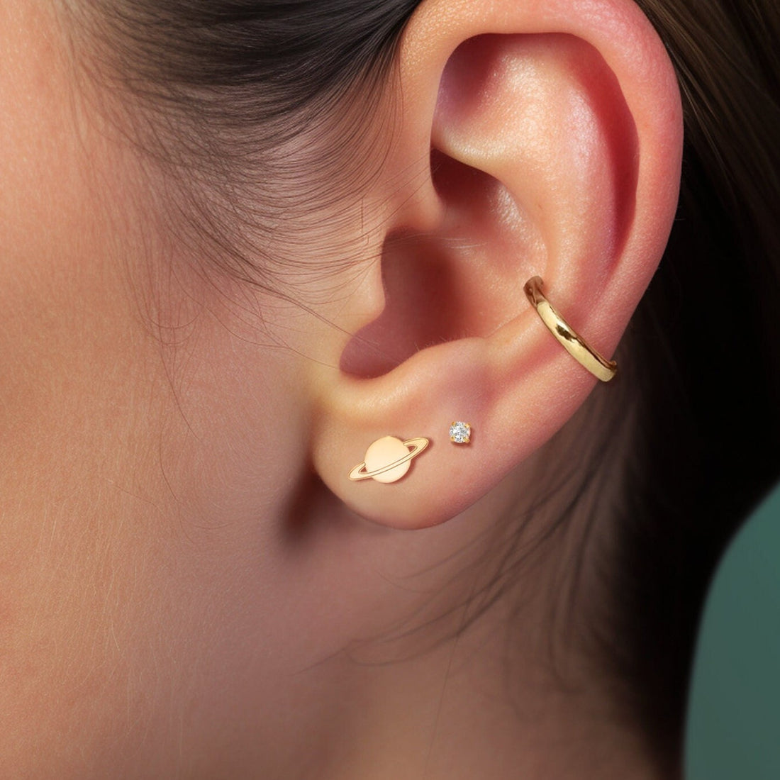 Astronaut Saturn Stud Earrings