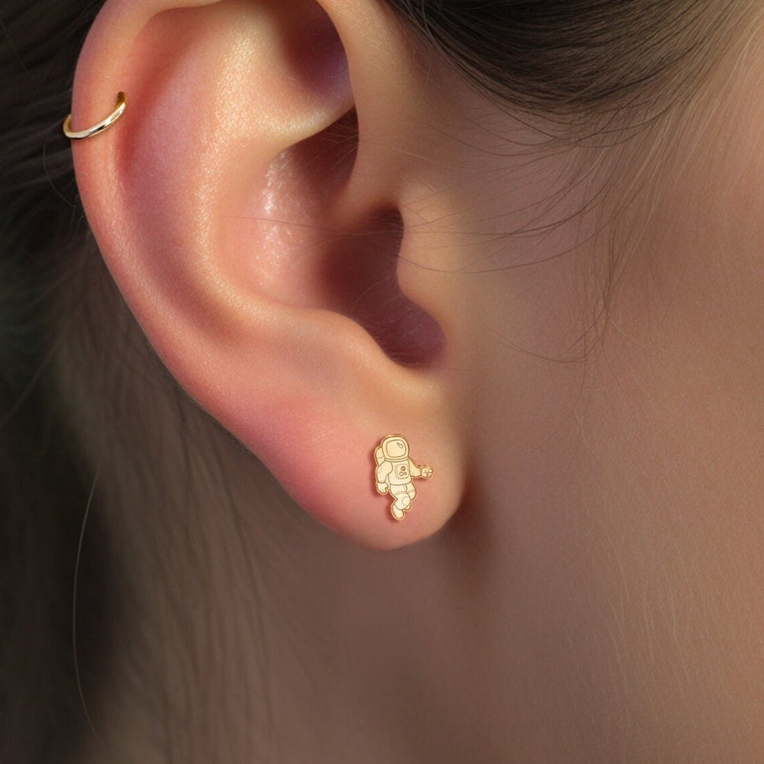 Astronaut Saturn Stud Earrings