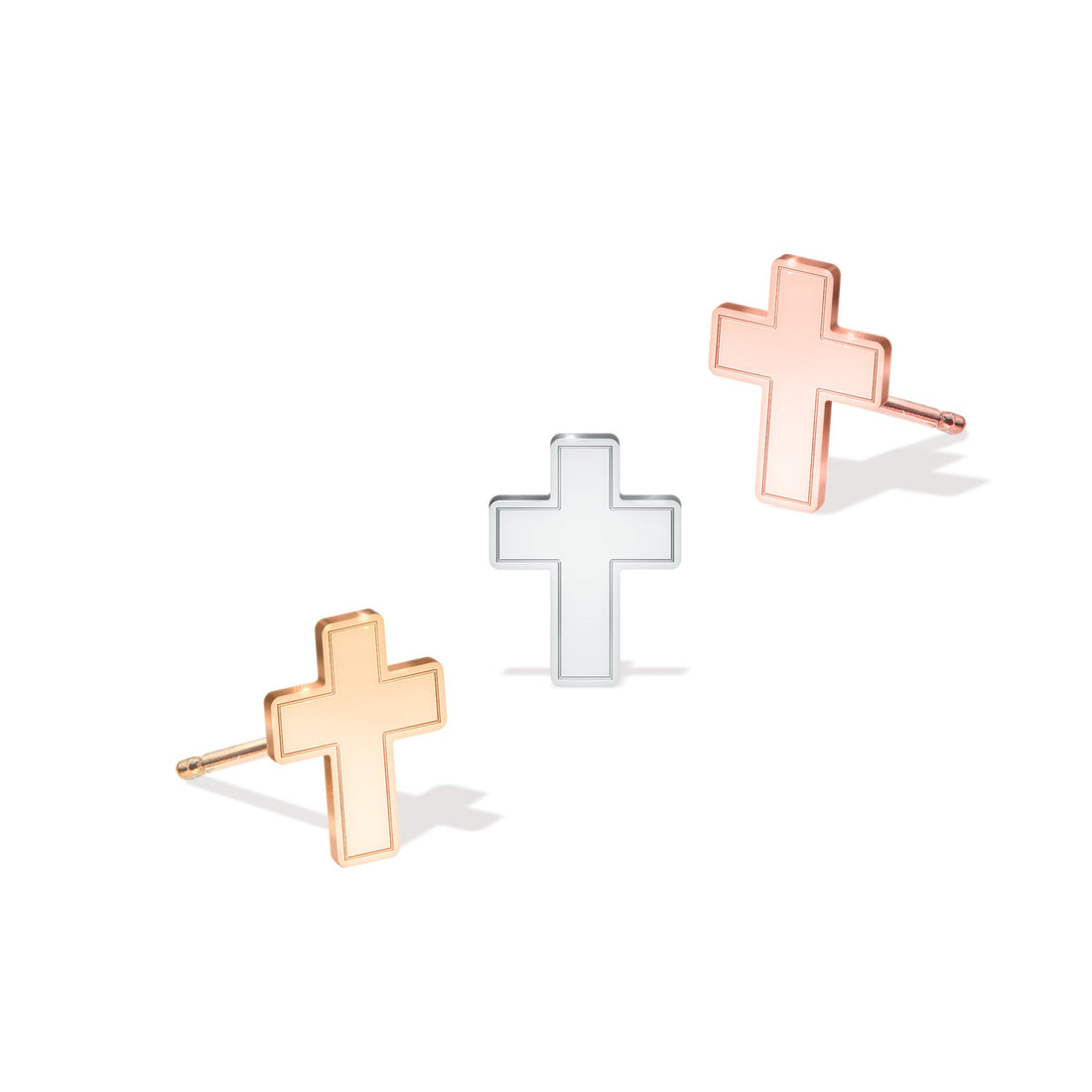White Cross Stud Earrings