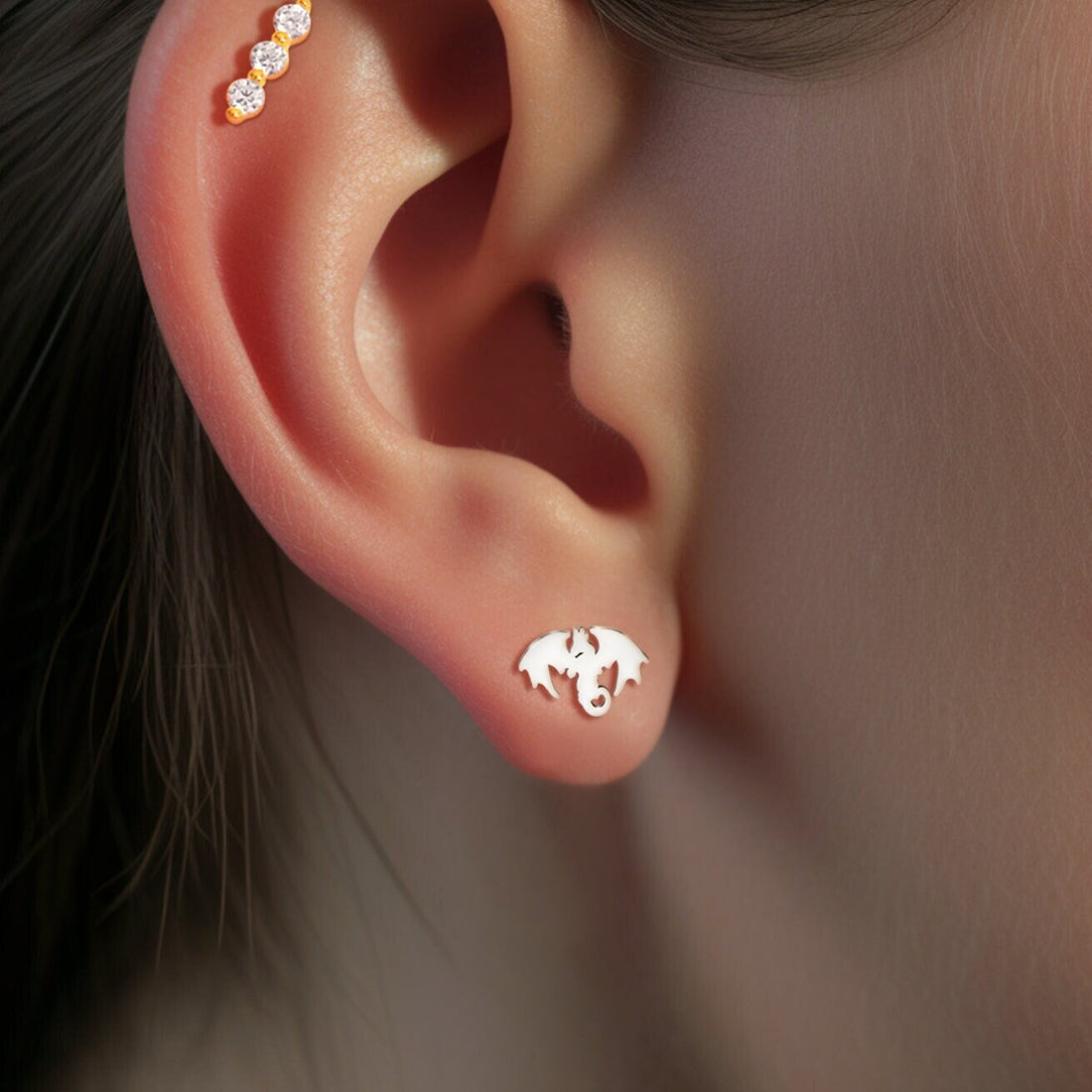 Dragon Charm Stud Earrings