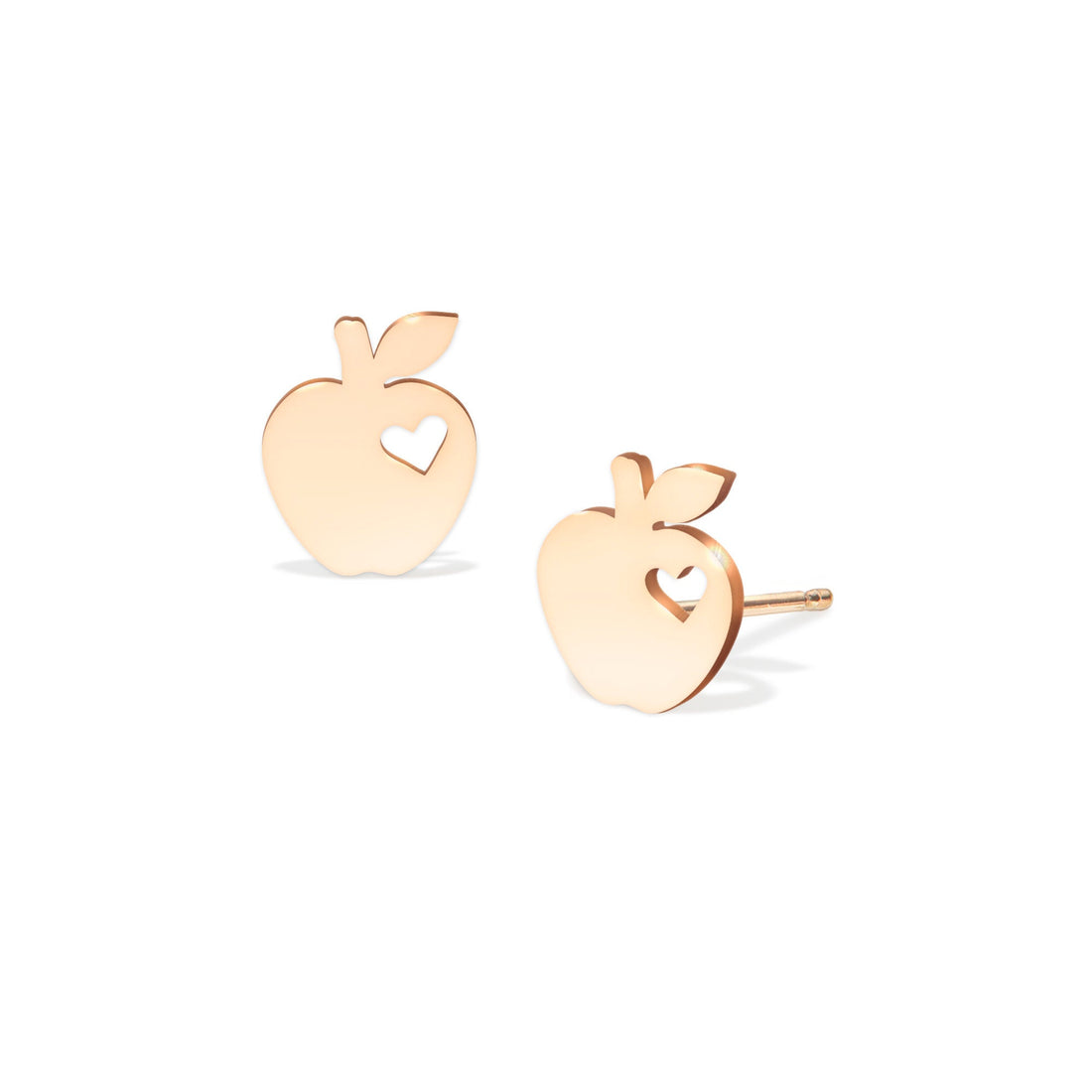 Apple Cutout Heart Stud Earrings