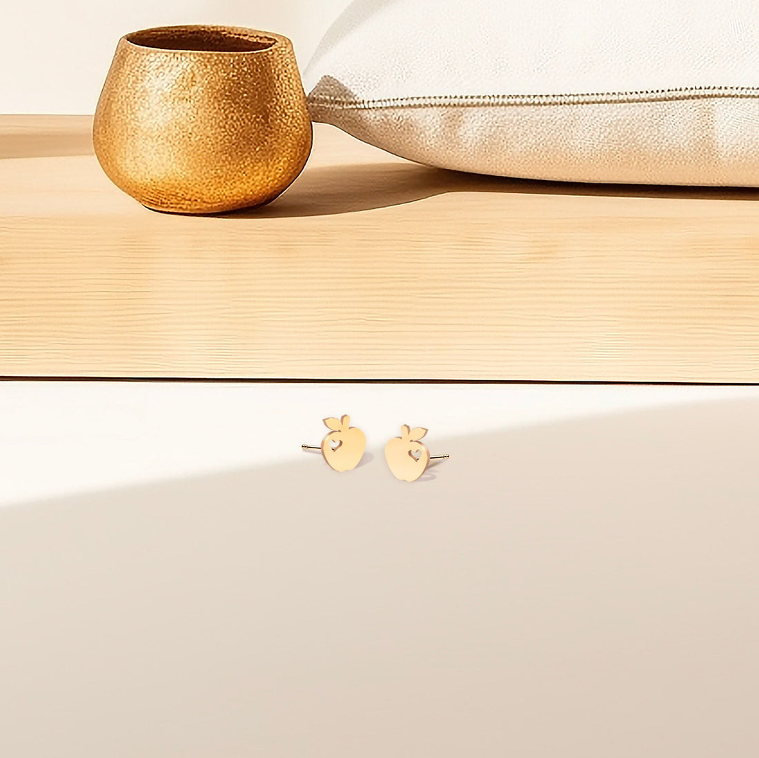 Apple Cutout Heart Stud Earrings