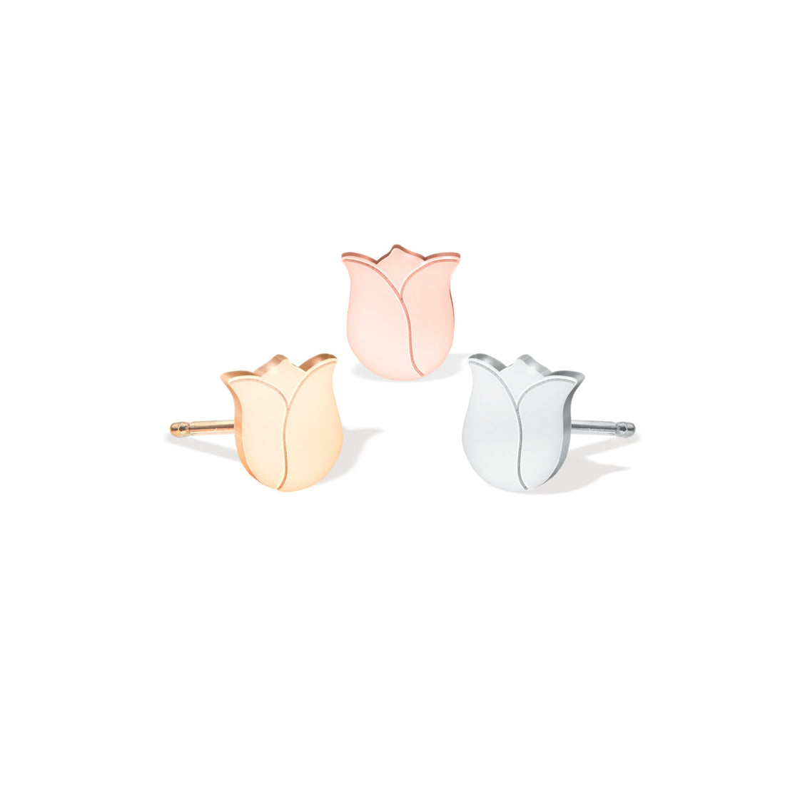 Silver Tulip Stud Earrings