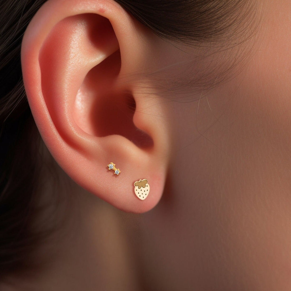 Gold Strawberry Earring