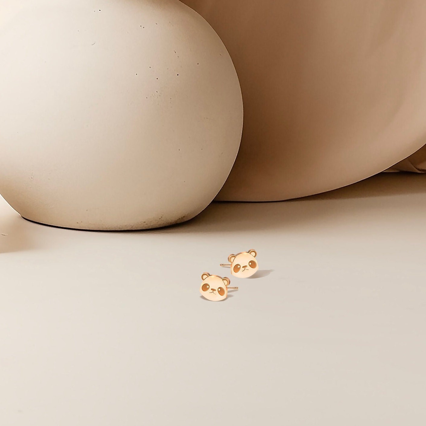 Panda Head Stud Earrings