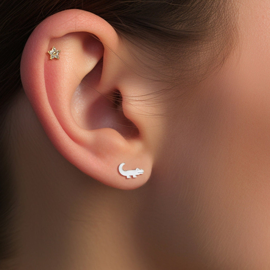 Alligator Charm Stud Earrings