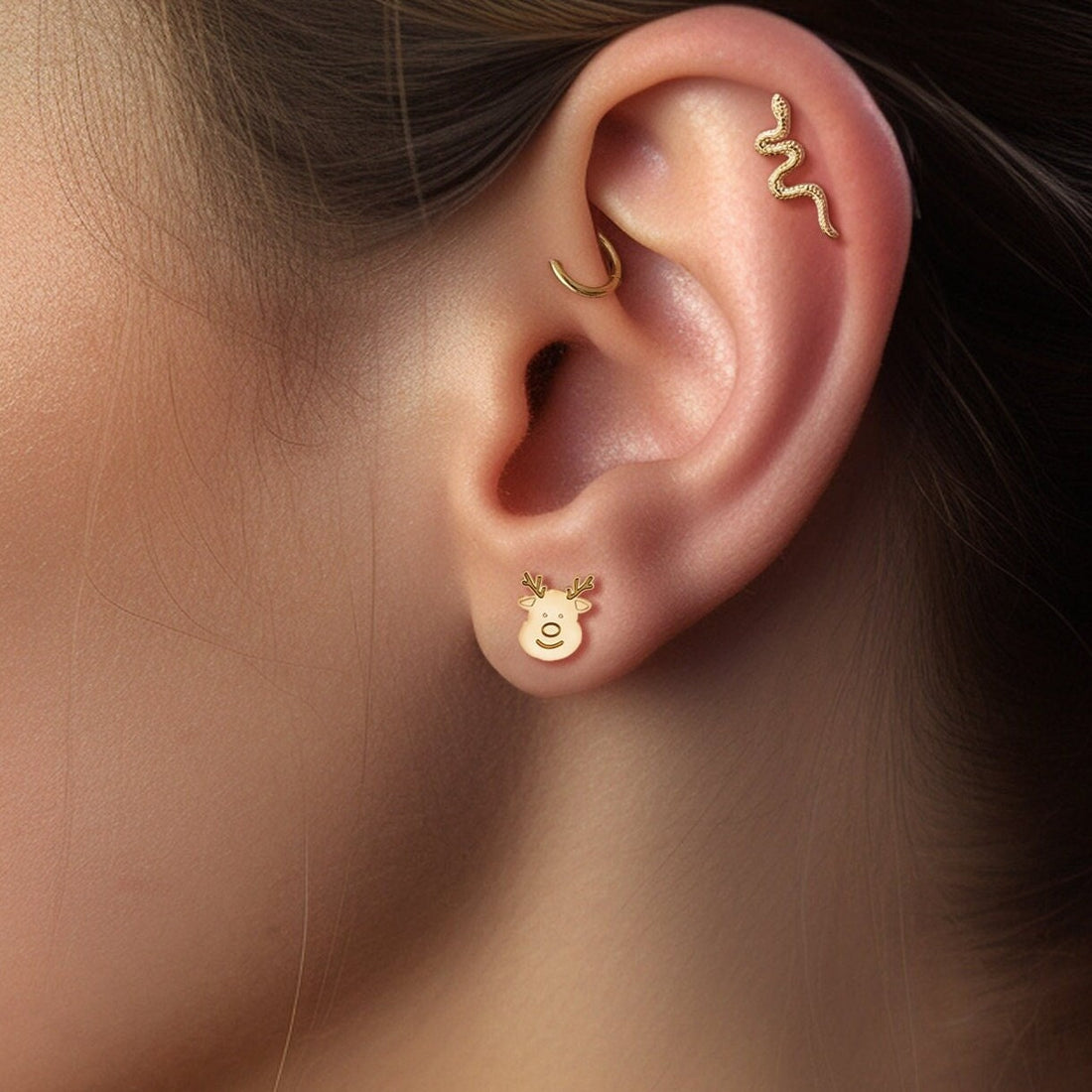 Reindeer Earrings Dainty