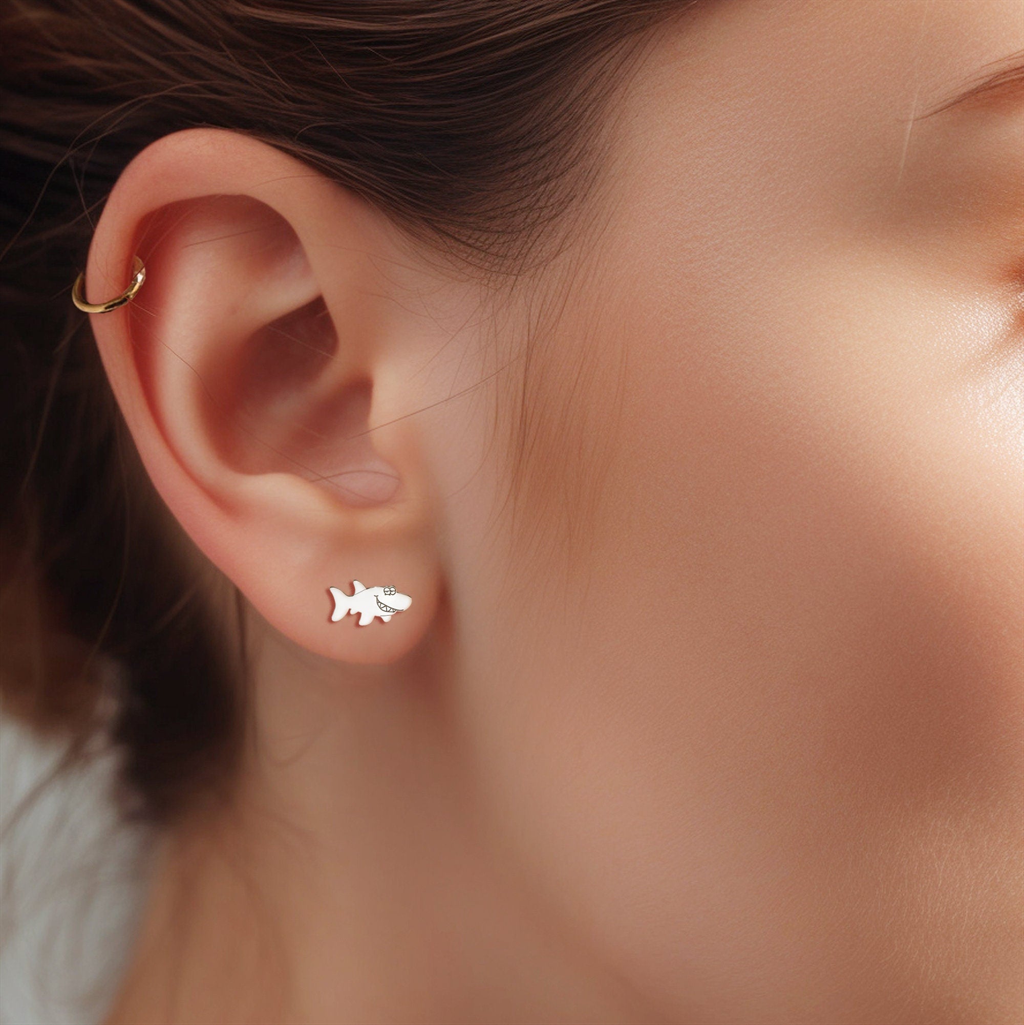 Grinning Shark Stud Earrings
