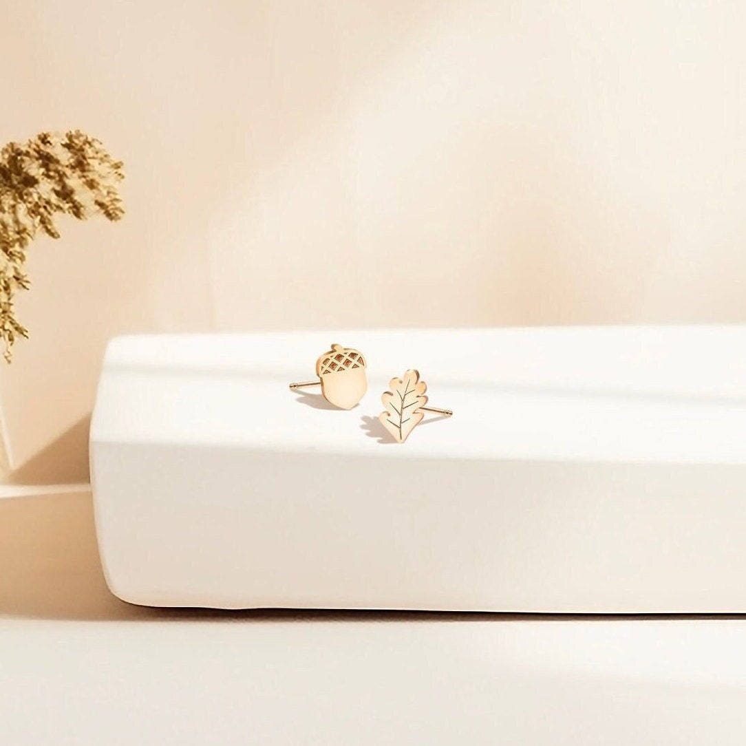 Acorn And Leaf Stud Earrings
