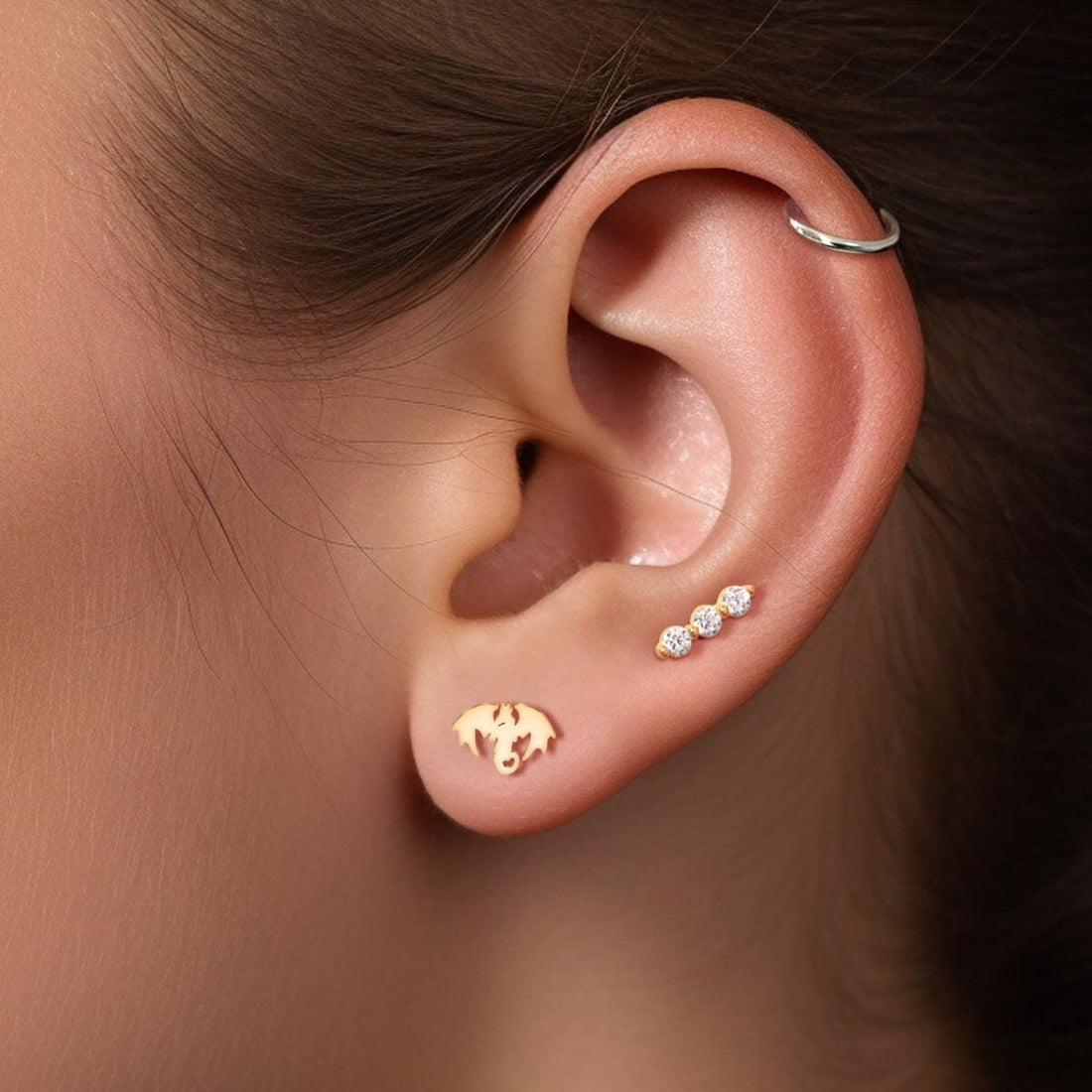 Dragon Charm Stud Earrings