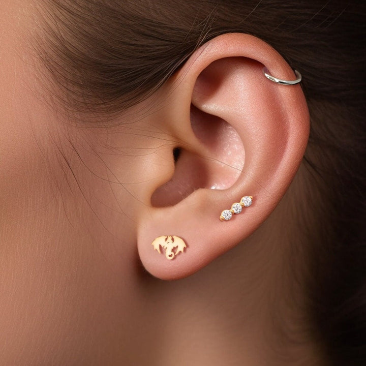 Dragon Charm Stud Earrings