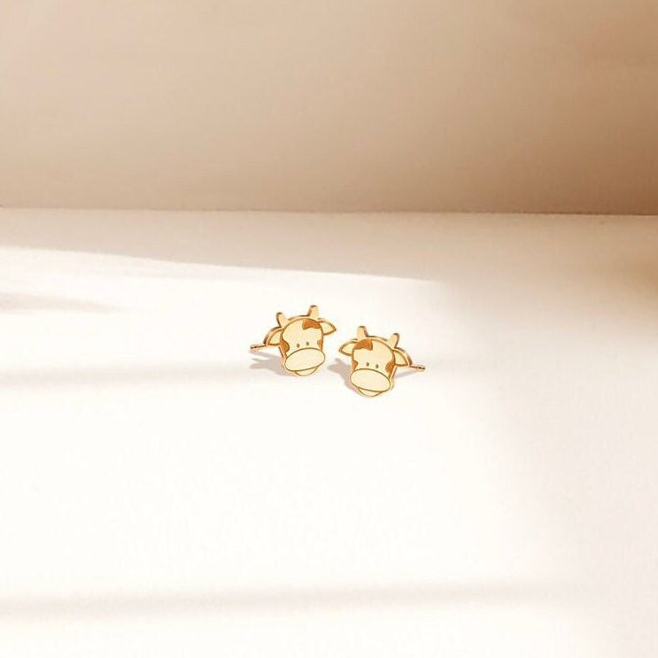 Cow Face Stud Earrings