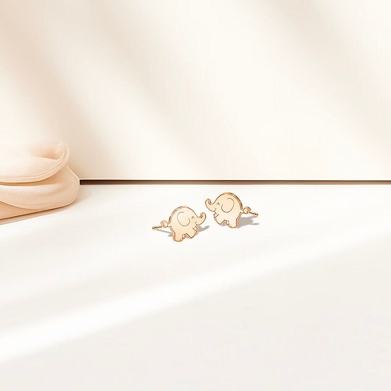 Elephant Charm Stud Earrings