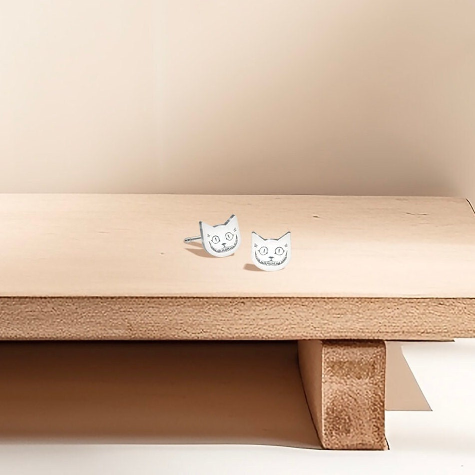 Cheshire Cat Charm Stud Earrings