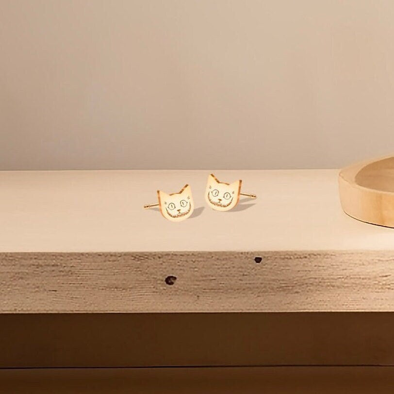 Cheshire Cat Charm Stud Earrings